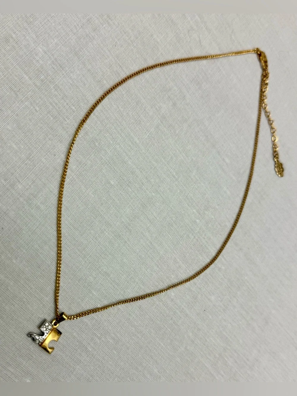 COURREGES Paris Vintage Y2K Luxury Everyday Two-Tone Rhinestone Logo Necklace - Picture 5 of 10